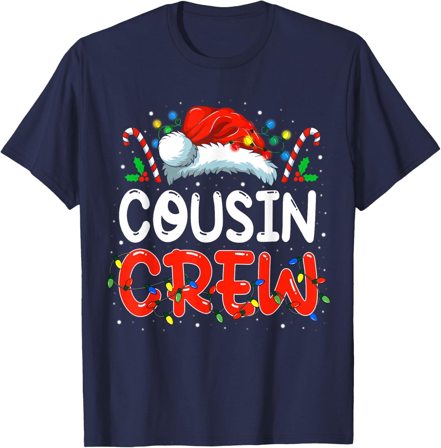 Christmas Cousin Crew Santa Hat Men Women Kids T-Shirt - T-Shirt | Navy