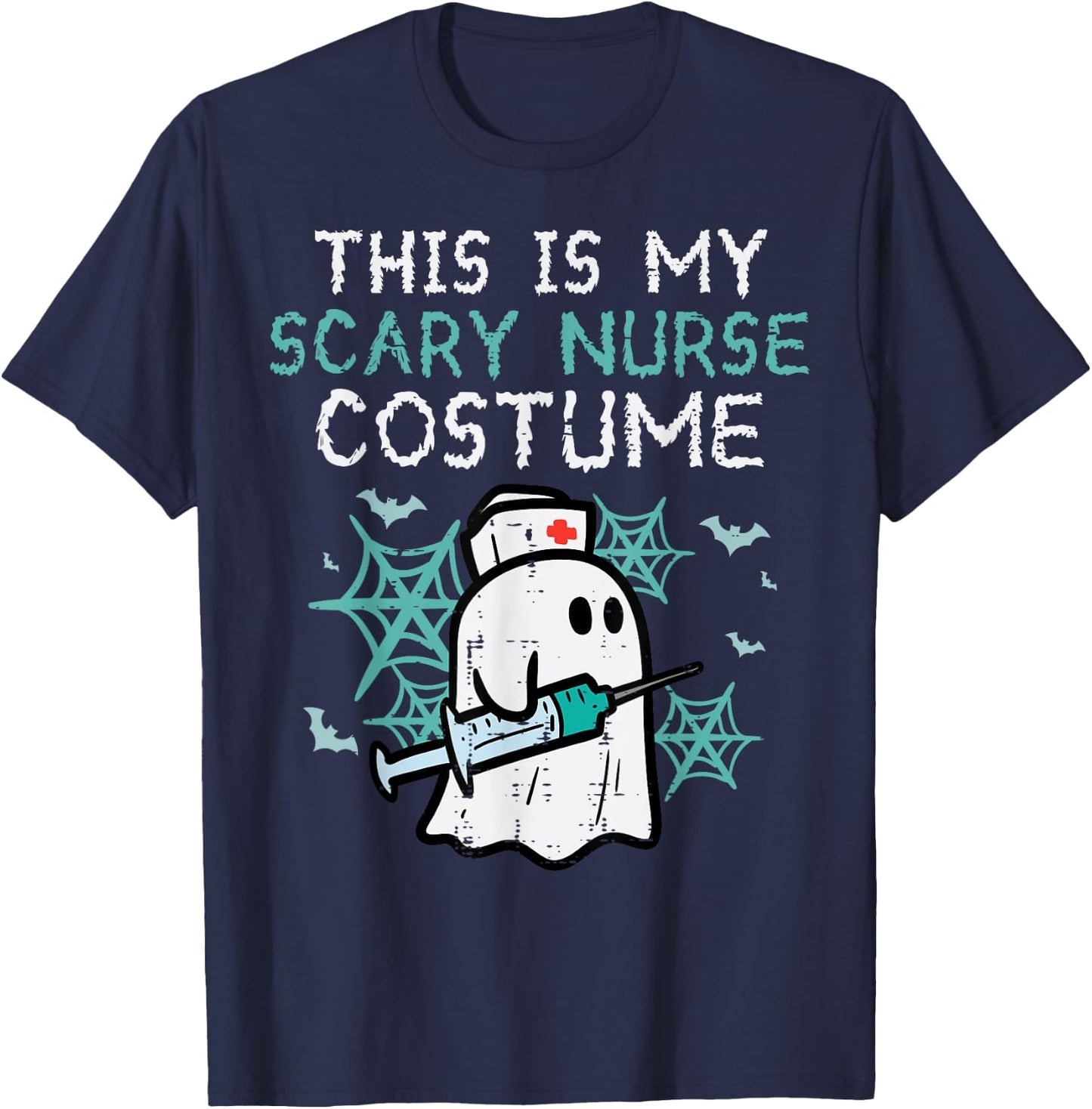 Halloween My Scary Nurse Costume Funny Ghost Scrub Top Women T-Shirt - T-Shirt | Navy
