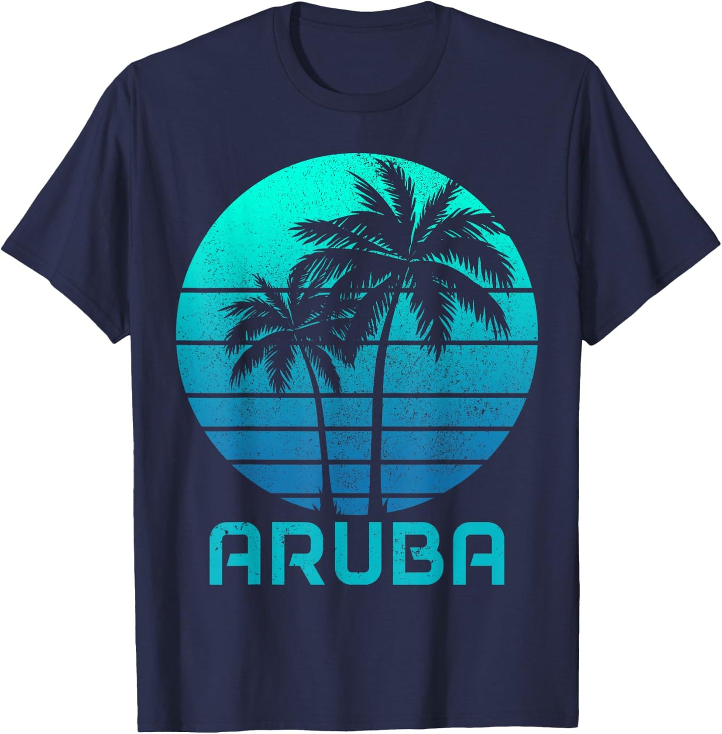 Aruba Vintage Souvenir Pride Palm Trees Surfer Beach T-Shirt - T-Shirt | Navy