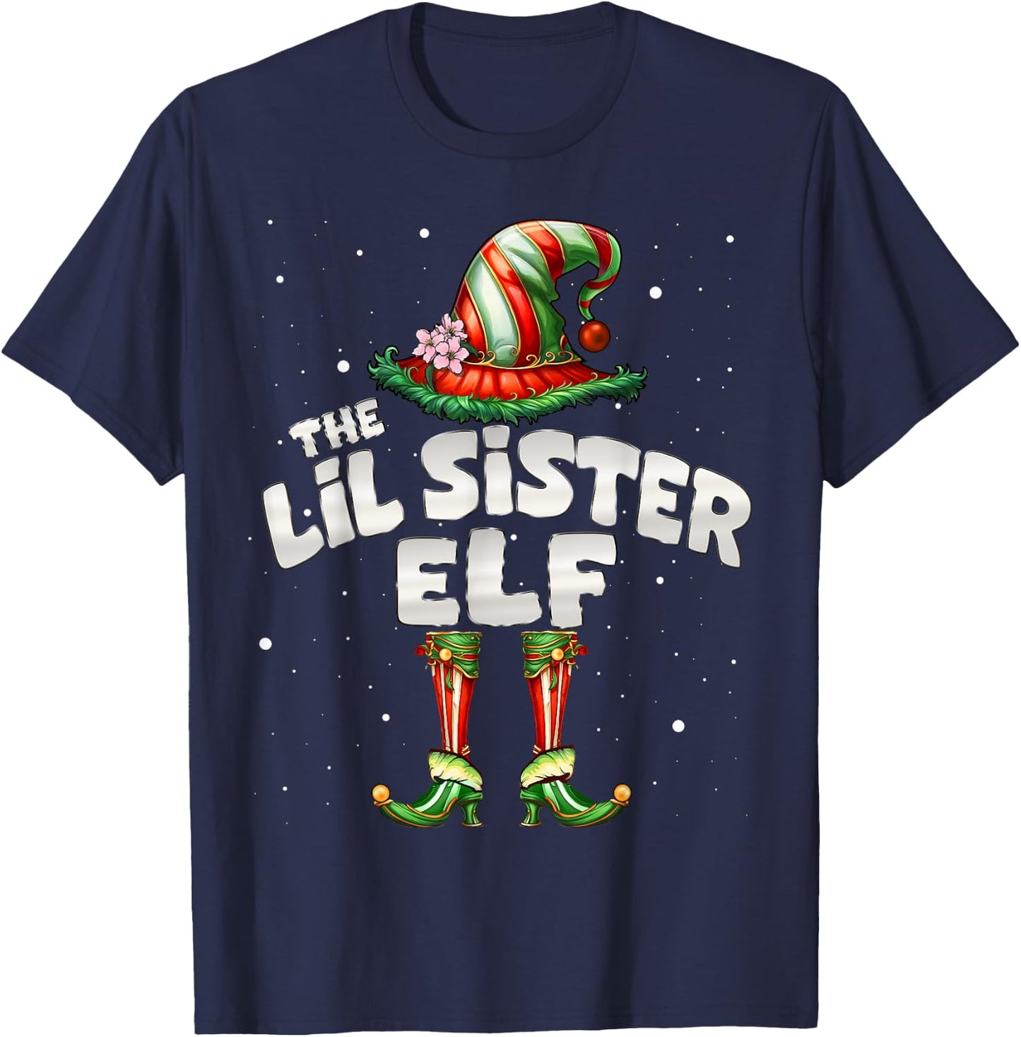 I'm The Lil Sister Elf Family Matching Group Christmas T-Shirt - T-Shirt | Navy