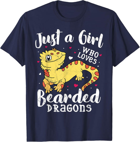 Just a girl, the bearded dragon women's children's mum T-Shirt - T-Shirt | Navy