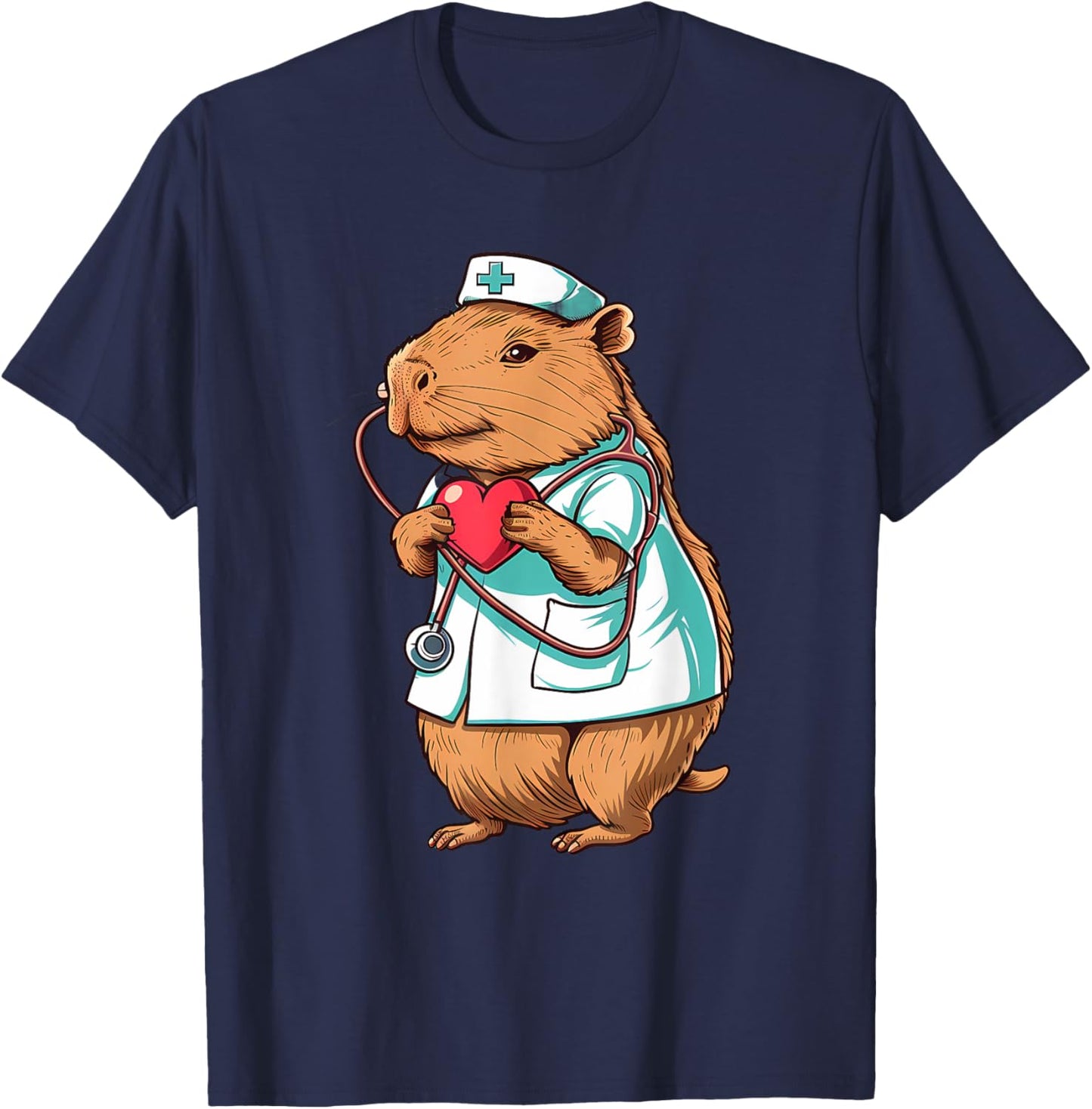 Doctor Capybara Lover Capybara Nurse Healthcare Nursing T-Shirt - T-Shirt | Navy