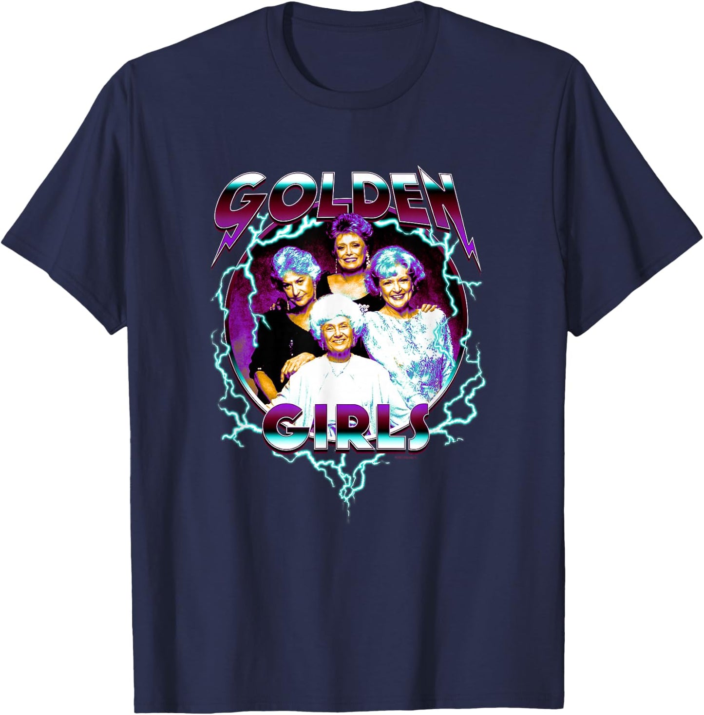 The Golden Girls Iconic 80s Metal Vibes Group Shot Portrait T-Shirt - T-Shirt | Navy