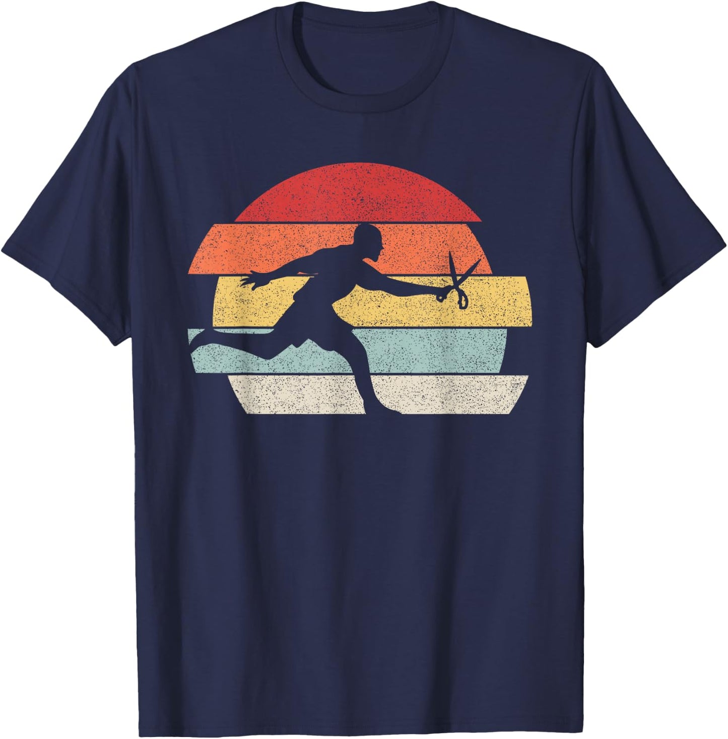 Vintage Retro Funny Running With Scissors T-Shirt - T-Shirt | Navy