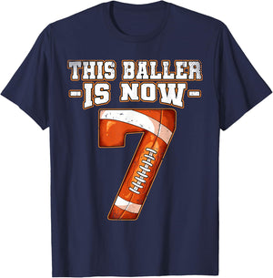7th Birthday Football T-Shirt - T-Shirt | Navy
