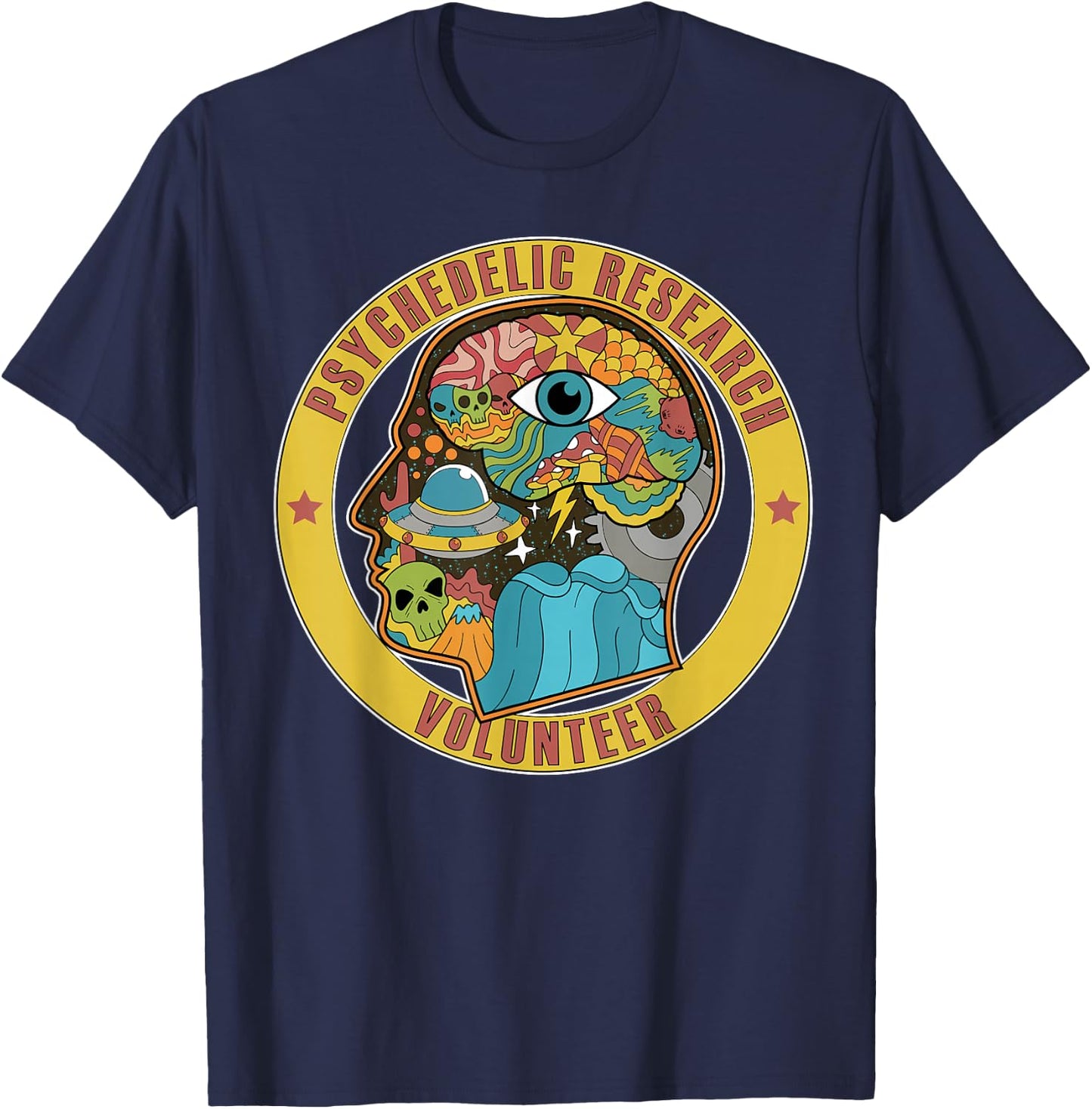 Psychedelic Research Volunteer UFO Aliens Paranormal LSD T-Shirt - T-Shirt | Navy