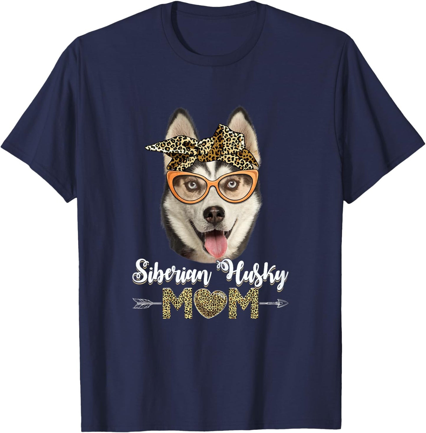 Cute Siberian Husky Mom Leopard Dog Mom Mother's Day Women T-Shirt - T-Shirt | Navy