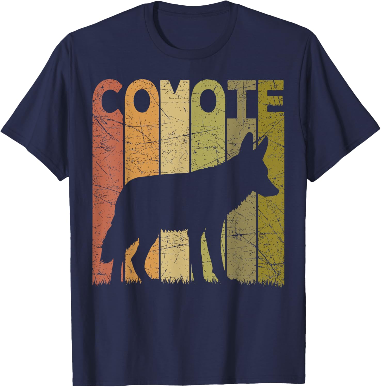 Coyote Vintage Wild Animal Retro Coyote Hunter T-Shirt - T-Shirt | Navy