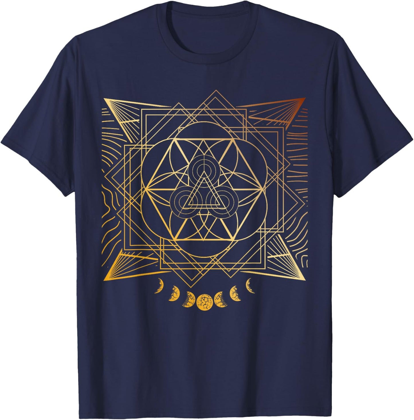 Sacred Geometry for a Spiritual Zen Gothic Mandala T-Shirt - T-Shirt | Navy