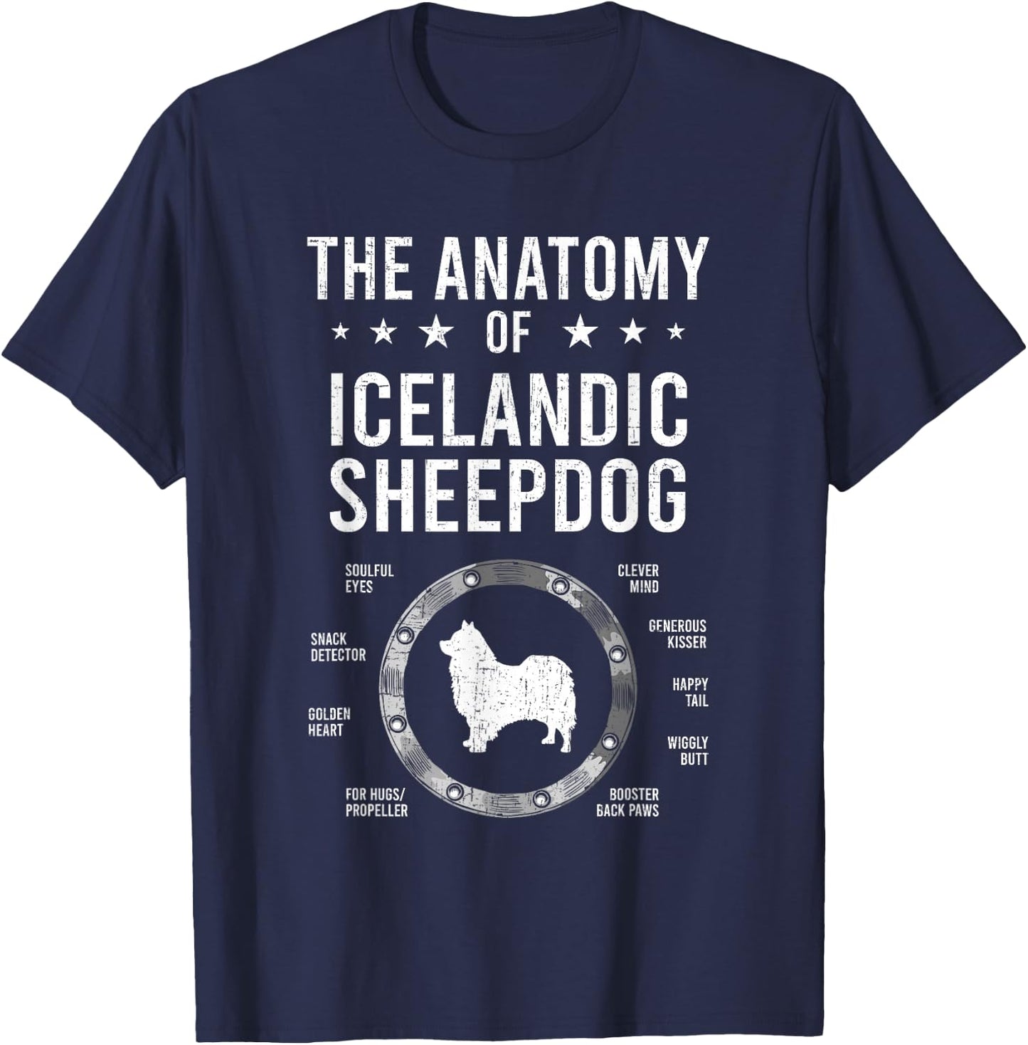 Anatomy of Icelandic Sheepdog Dog Lover T-Shirt - T-Shirt | Navy