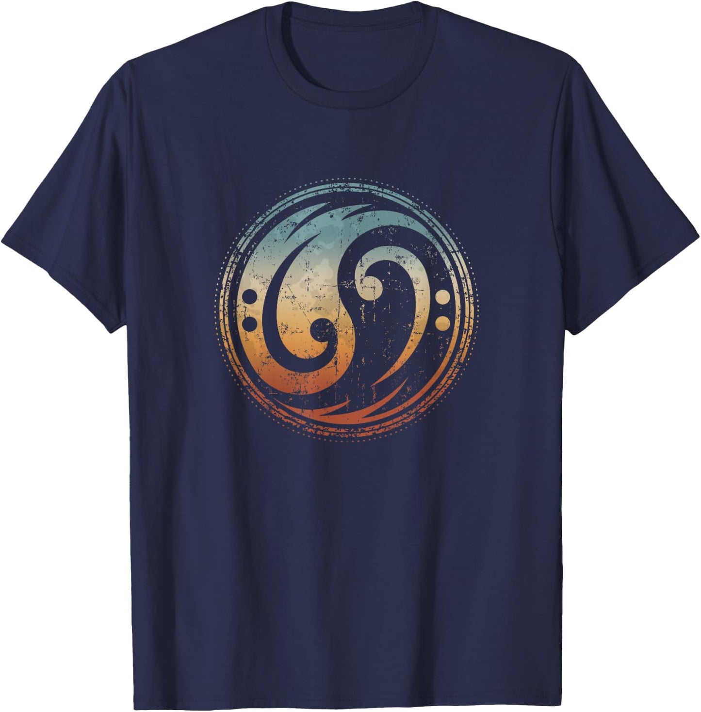 Bass Guitar Clef Yin Yang Vintage for Bassist & Bass Player T-Shirt - T-Shirt | Navy