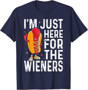 Hot Dog I'm Just Here For The Wieners 4Th Of July T-Shirt - T-Shirt | Navy