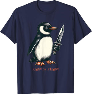 Fight or Flight Penguin T-Shirt - T-Shirt | Navy
