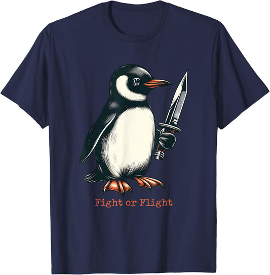 Fight or Flight Penguin T-Shirt - T-Shirt | Navy