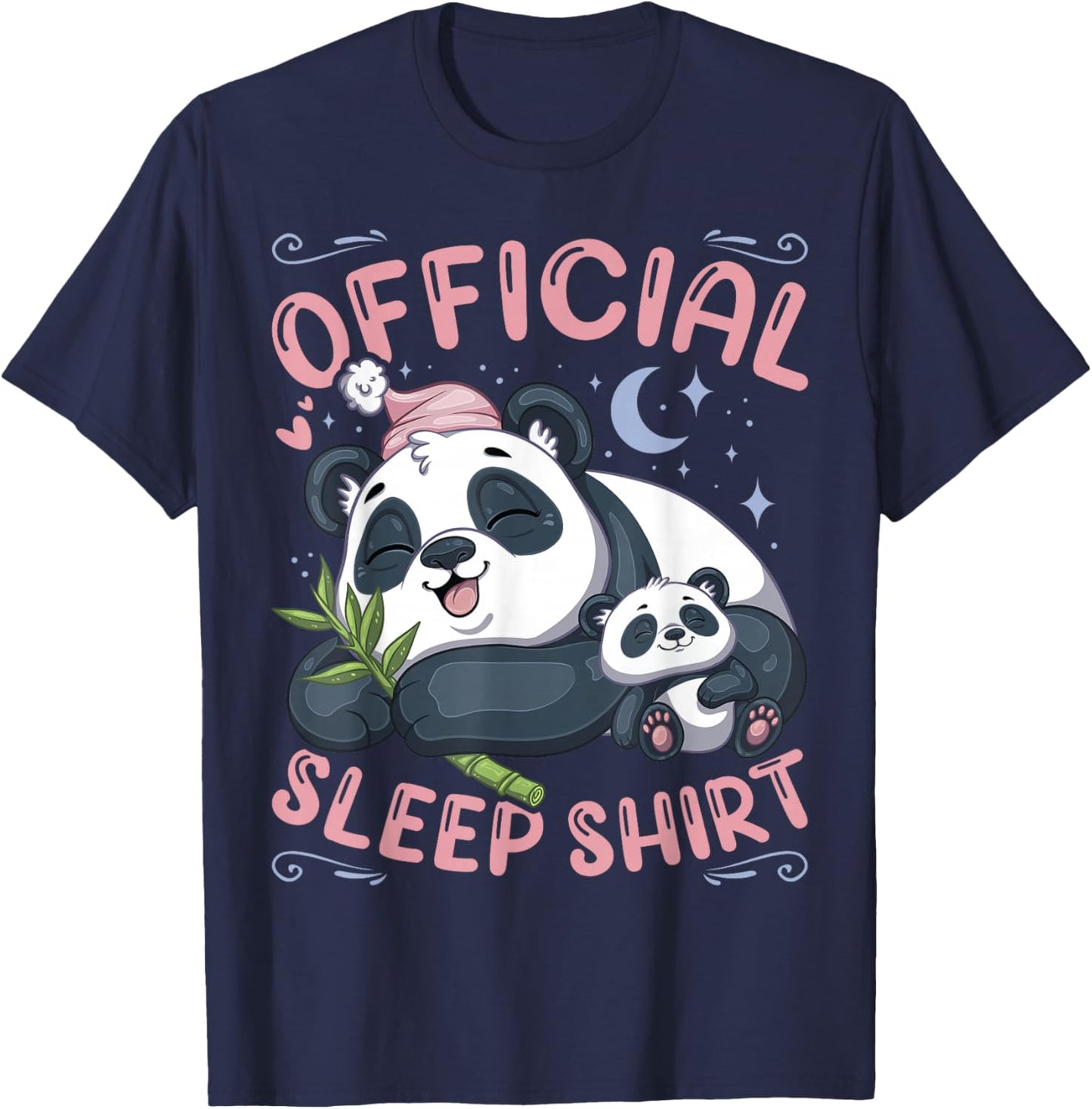 Official Sleep Shirt, Panda Bear with Puppy T-Shirt - T-Shirt | Navy