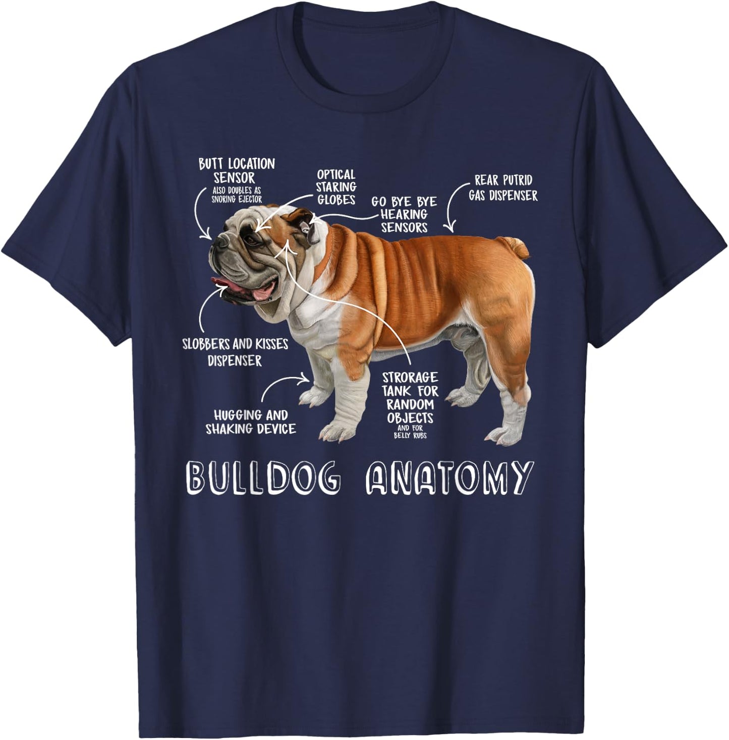 Cute English Bulldog Anatomy Dog Lover Funny Gift T-Shirt - T-Shirt | Navy