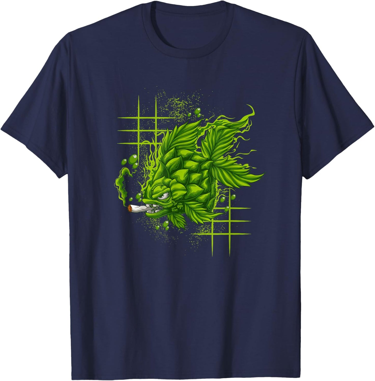 Fishing And Marijuana Fish Funny Weed Fish Smoking A Joint T-Shirt - T-Shirt | Navy