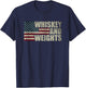 Whiskey And Weights Whiskey Lover Vintage USA American Flag T-Shirt - T-Shirt | Navy
