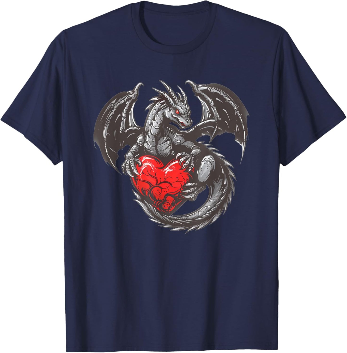 Nice Dragon with big red Heart Outfit T-Shirt - T-Shirt | Navy
