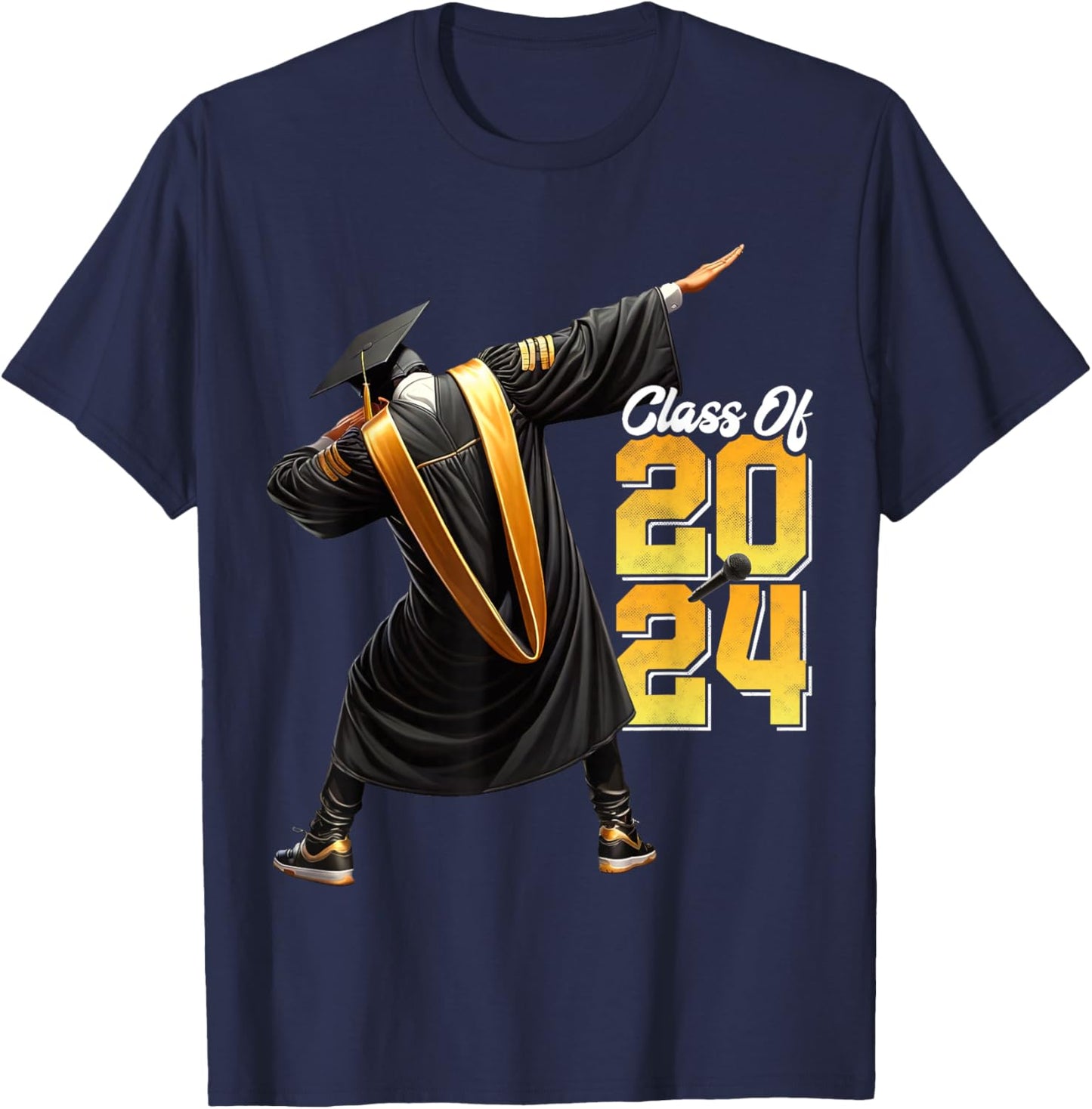 Dabbing Graduation Class Of 2024 Gift Men Funny Graduation T-Shirt - T-Shirt | Navy