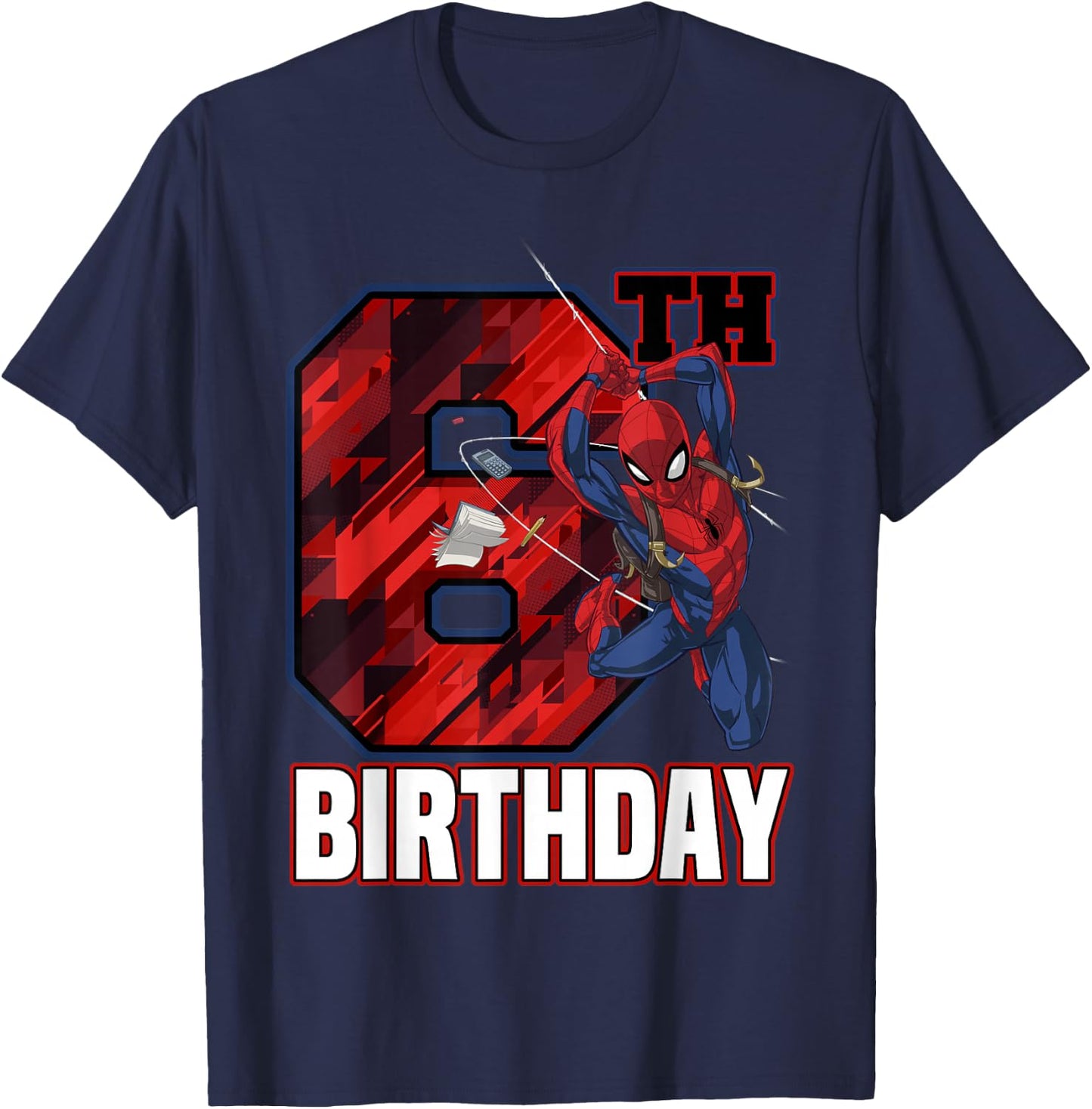 Marvel Spider-Man Web Swing 6th Birthday T-Shirt - T-Shirt | Navy