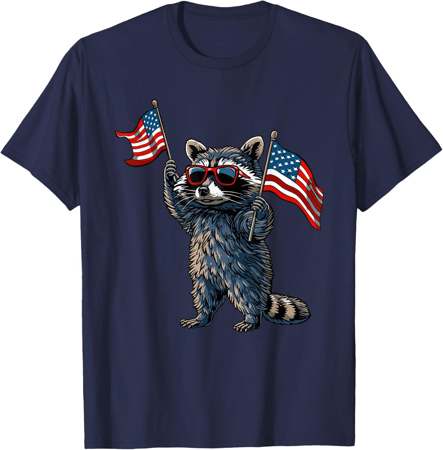 Raccoon Patriotic 4th Of July USA American Flag T-Shirt - T-Shirt | Navy
