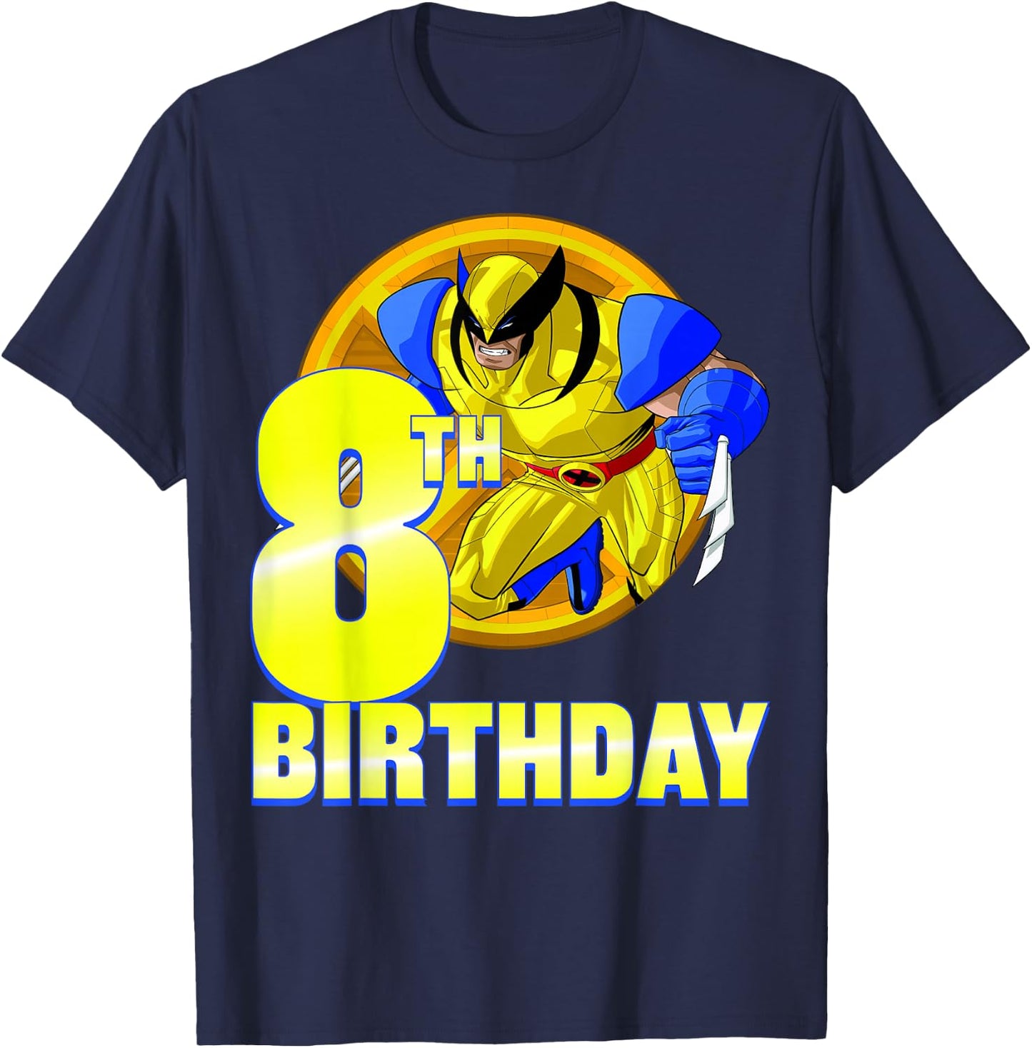 Marvel X-Men Wolverine 8th Birthday Badge T-Shirt - T-Shirt | Navy