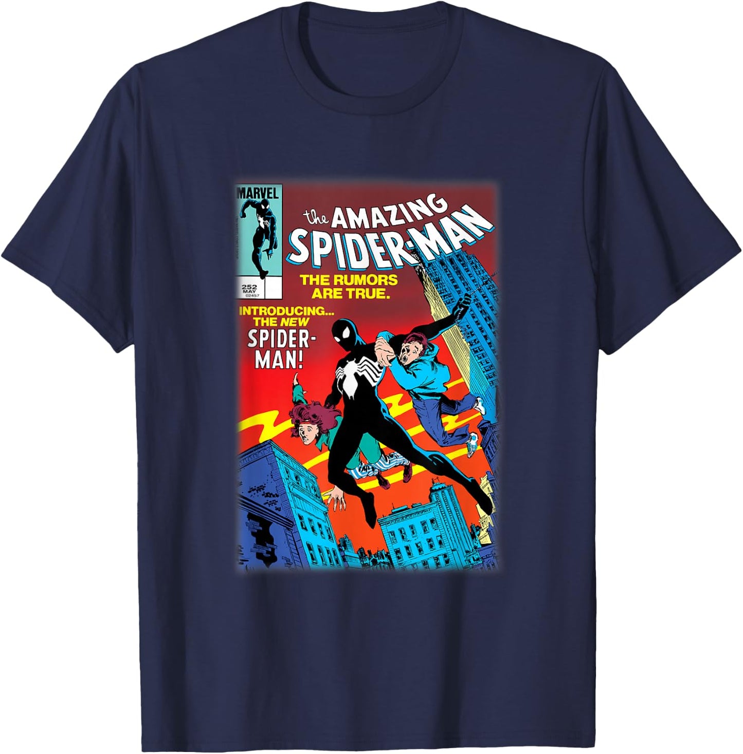 Marvel Spider-Man Introducing Black Suit Spider-Man Cover T-Shirt - T-Shirt | Navy