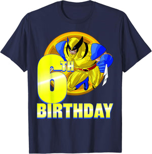 Marvel X-Men Wolverine 6th Birthday Badge T-Shirt - T-Shirt | Navy