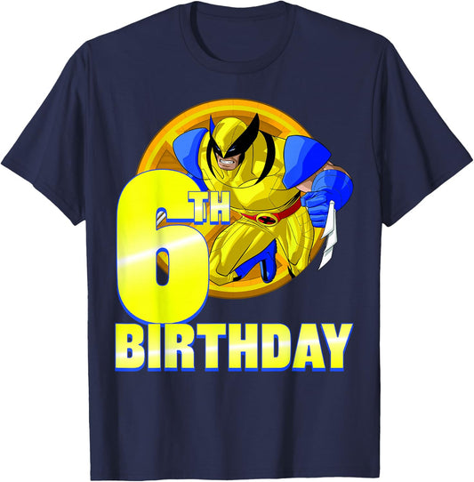 Marvel X-Men Wolverine 6th Birthday Badge T-Shirt - T-Shirt | Navy