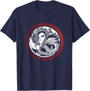 Chinese Asian Meditation Yin and Yang Dragon Gift T-Shirt - T-Shirt | Navy