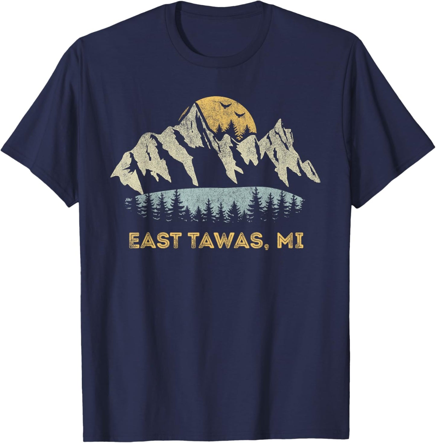 East Tawas Michigan Mountain Sunset Sunrise MI T-Shirt - T-Shirt | Navy