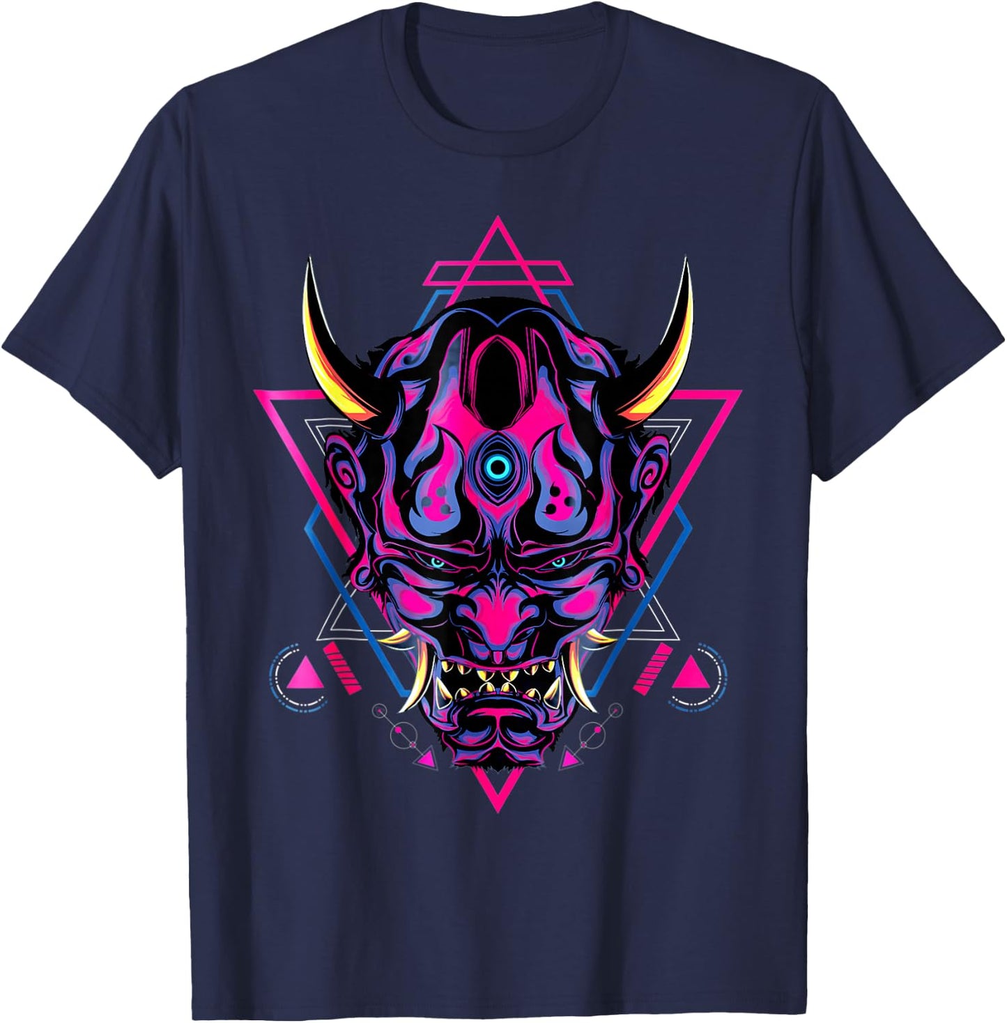 Samurai Demon Oni Akuma Mask Bushido Spirit Japanese T-Shirt - T-Shirt | Navy