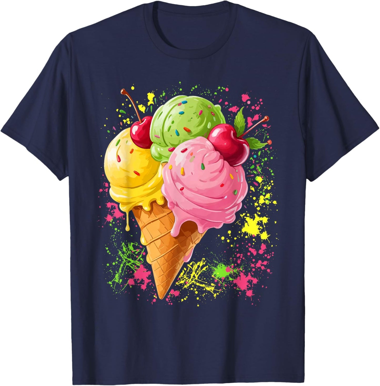 Ice Cream for Girls & Women - Ice Cream Cone T-Shirt - T-Shirt | Navy