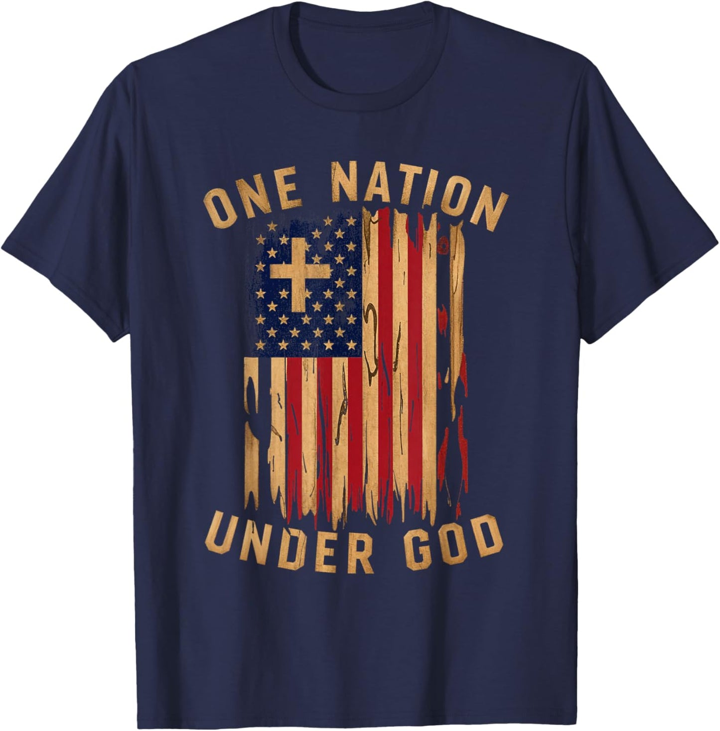 Under God Patriotic Christian Flag Men T-Shirt - T-Shirt | Navy