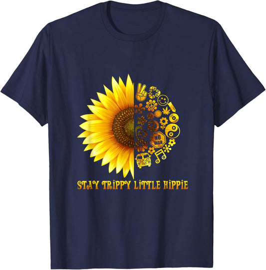 Stay Trippy Little Hippie Shirt | 70s Hippie Costume T-Shirt - T-Shirt | Navy