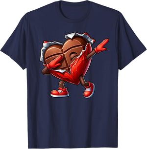Valentine's Day Dabbing Heart Candy Funny Humor , Small, Black T-Shirt - T-Shirt | Navy