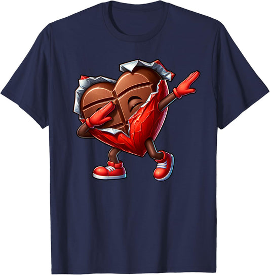 Valentine's Day Dabbing Heart Candy Funny Humor , Small, Black T-Shirt - T-Shirt | Navy