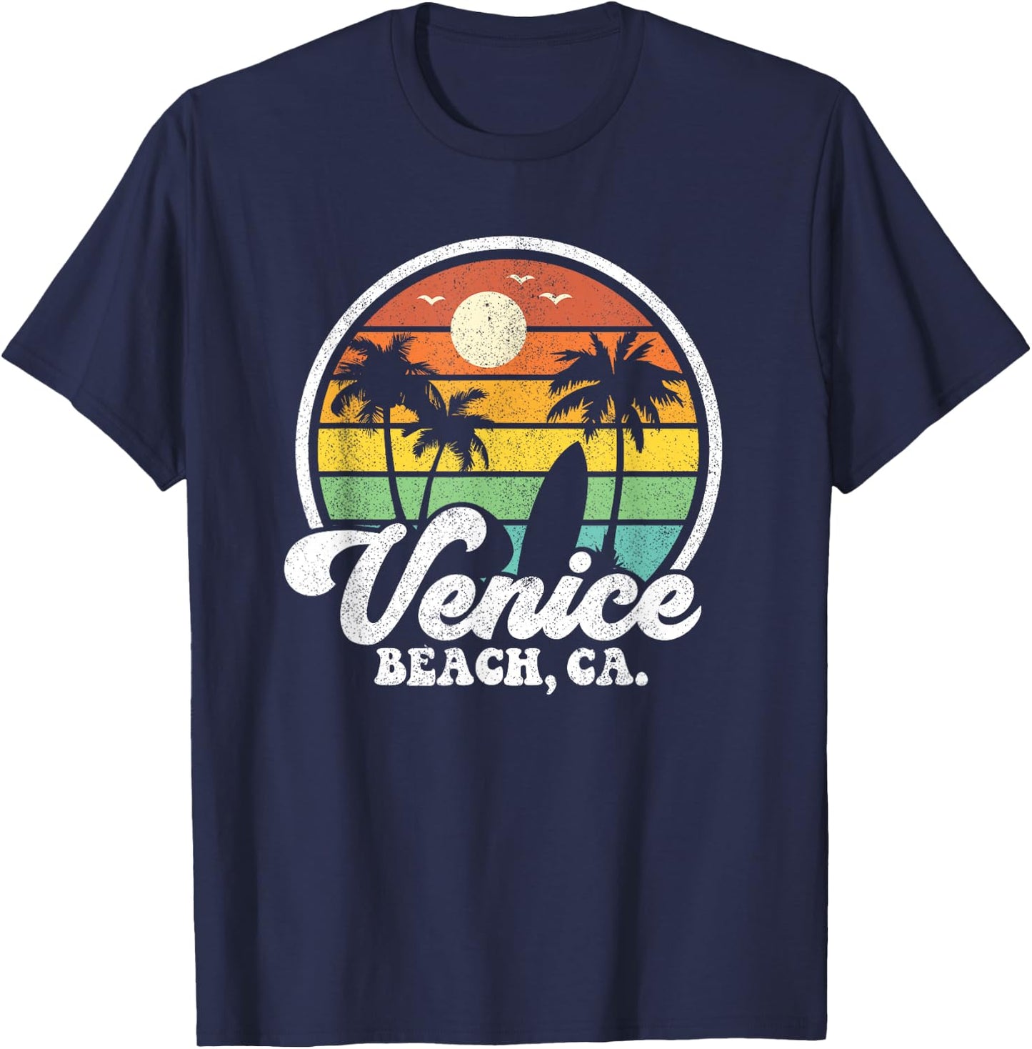 Vintage Venice Beach California CA Surfing Retro Surf Gift T-Shirt - T-Shirt | Navy