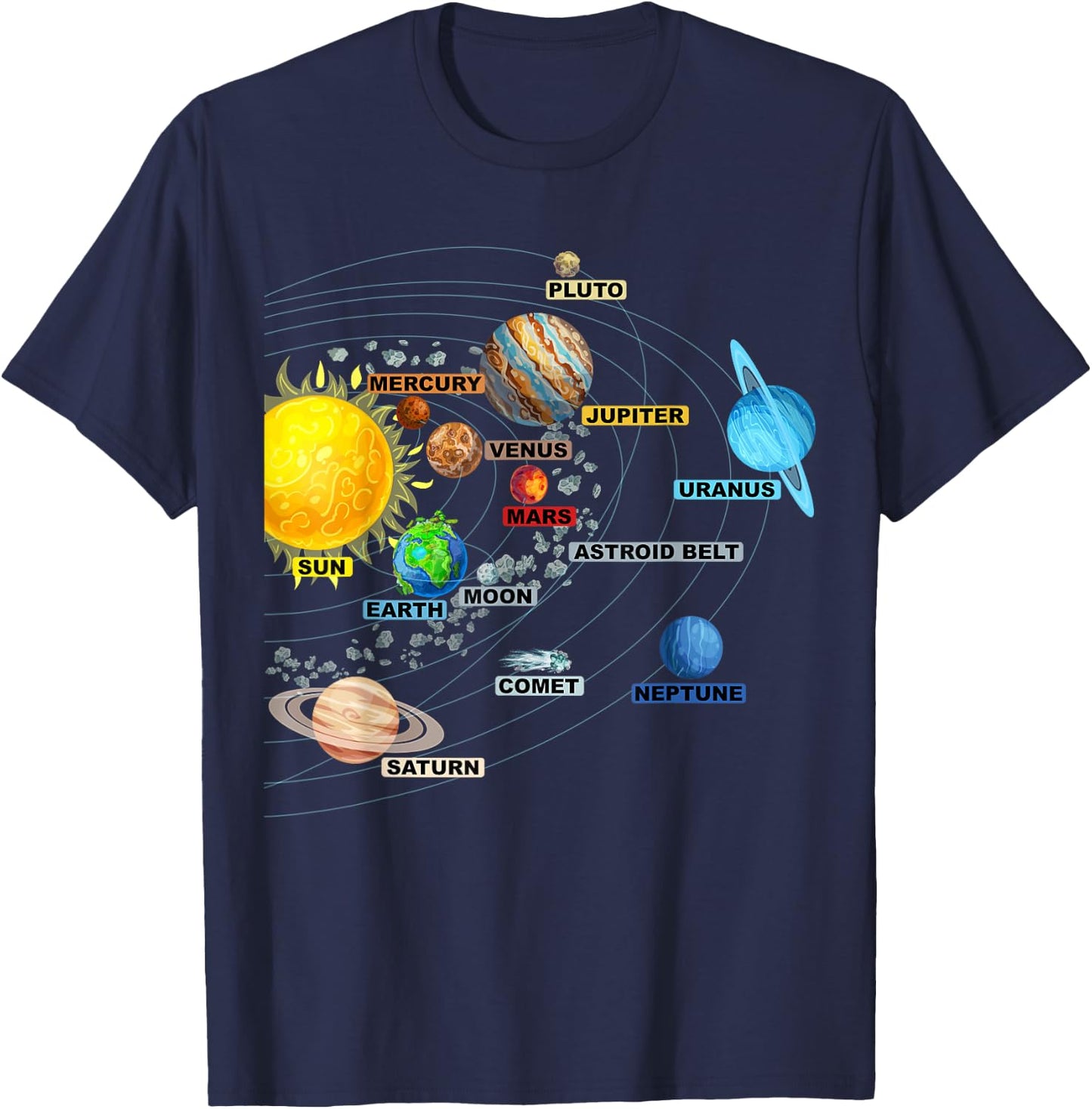 Solar System Planets - Astronomy Space Science - Girls Boys T-Shirt - T-Shirt | Navy