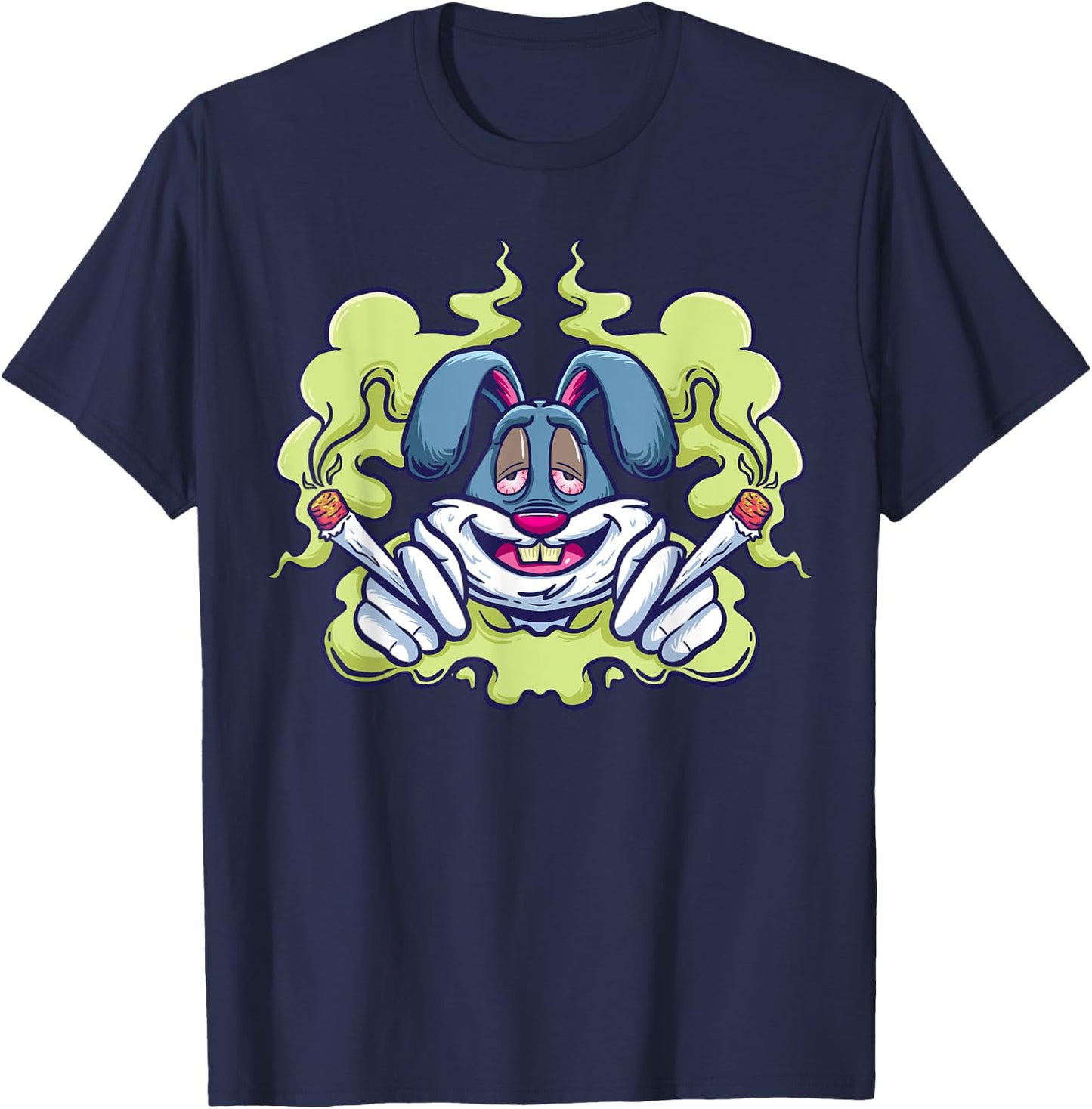 Stoned Rabbit Marijuana Stoner Pothead Cannabis Weed T-Shirt - T-Shirt | Navy