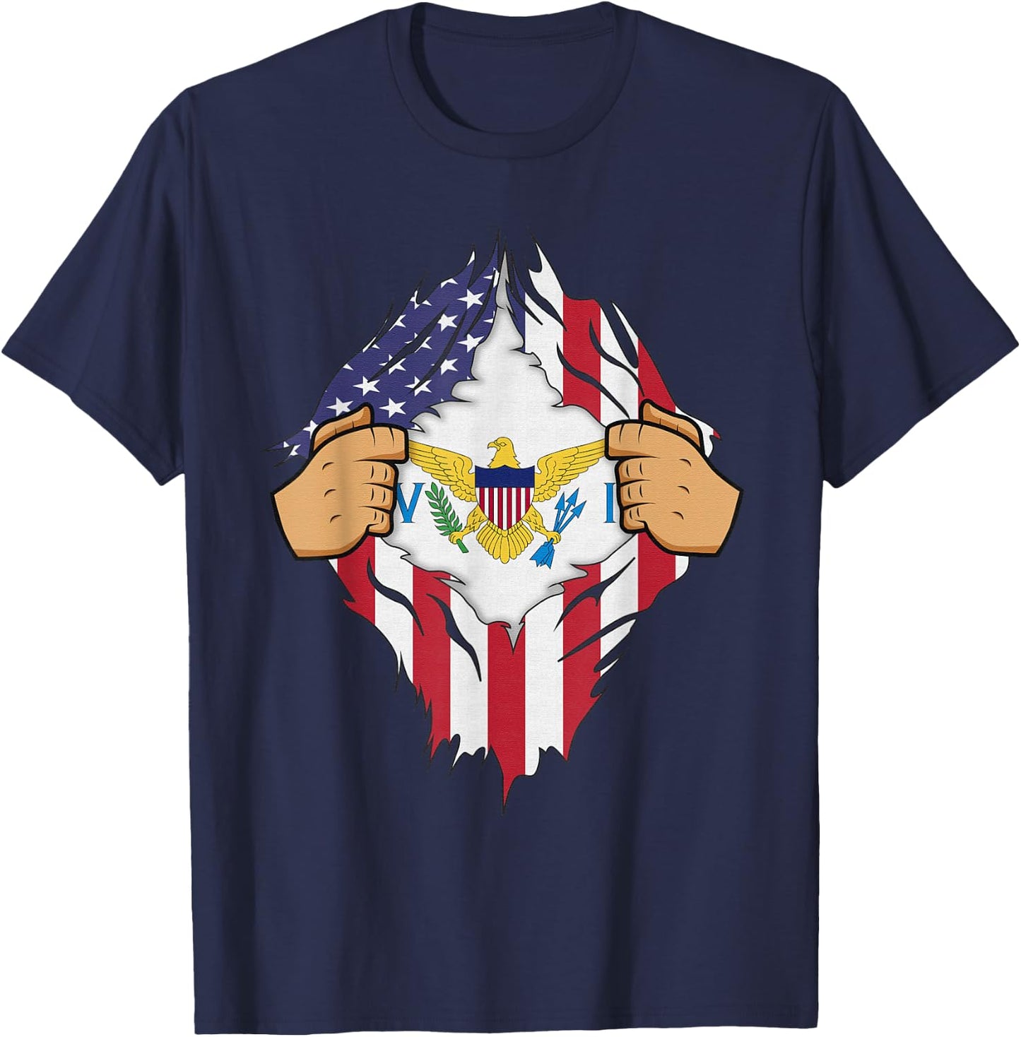 USVI FLAG US VIRGIN ISLANDS Men Women Kids Gift T-Shirt - T-Shirt | Navy