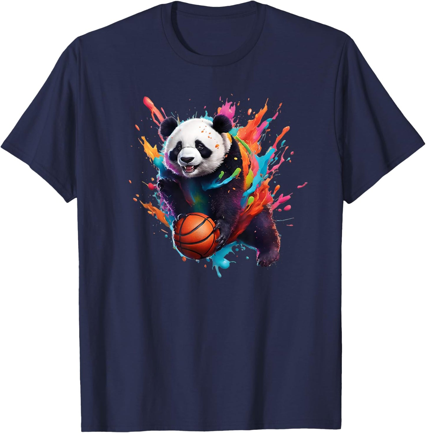 Basketball Panda Slam Dunk T-Shirt - T-Shirt | Navy