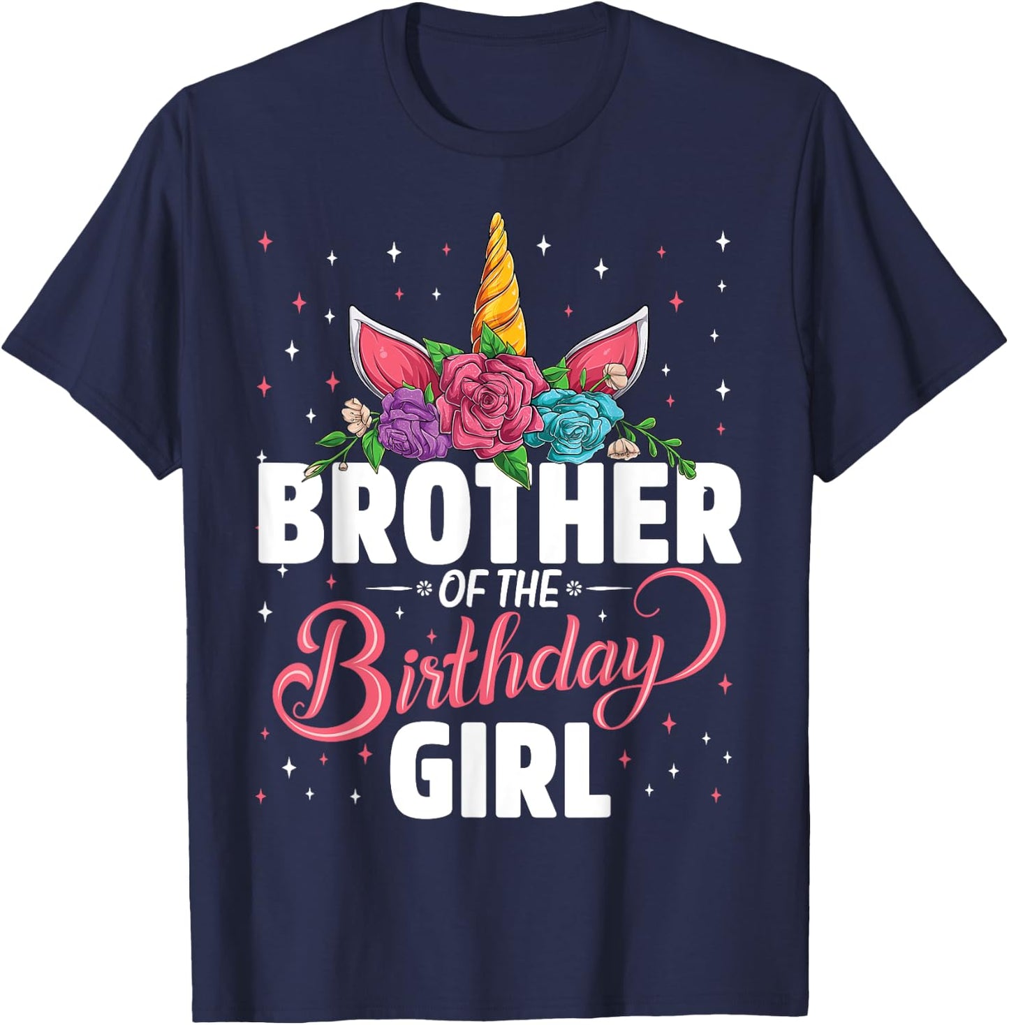 Brother Of The Birthday Girl Unicorn Girls Family Matching T-Shirt - T-Shirt | Navy