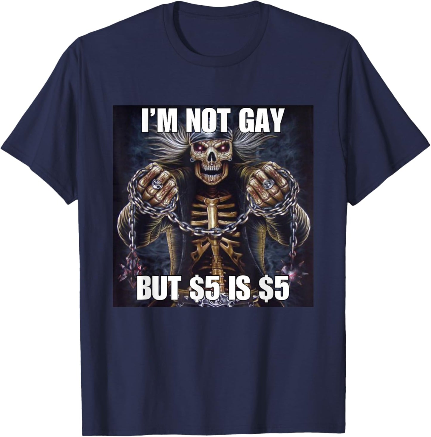 Homosexual Tendencies Gay Funny Cringe Hard Skeleton Meme T-Shirt - T-Shirt | Navy