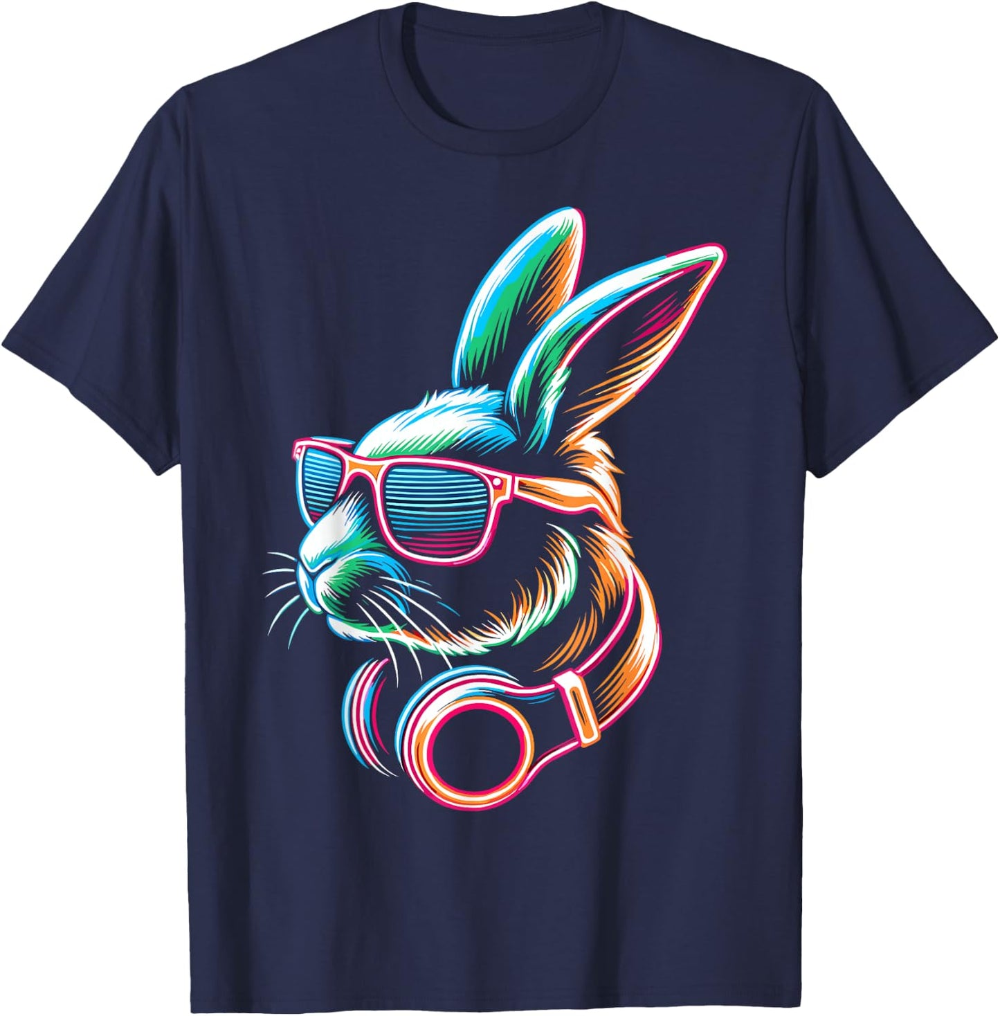 Bunny Rabbit With Sunglasses And DJ Headphones T-Shirt - T-Shirt | Navy