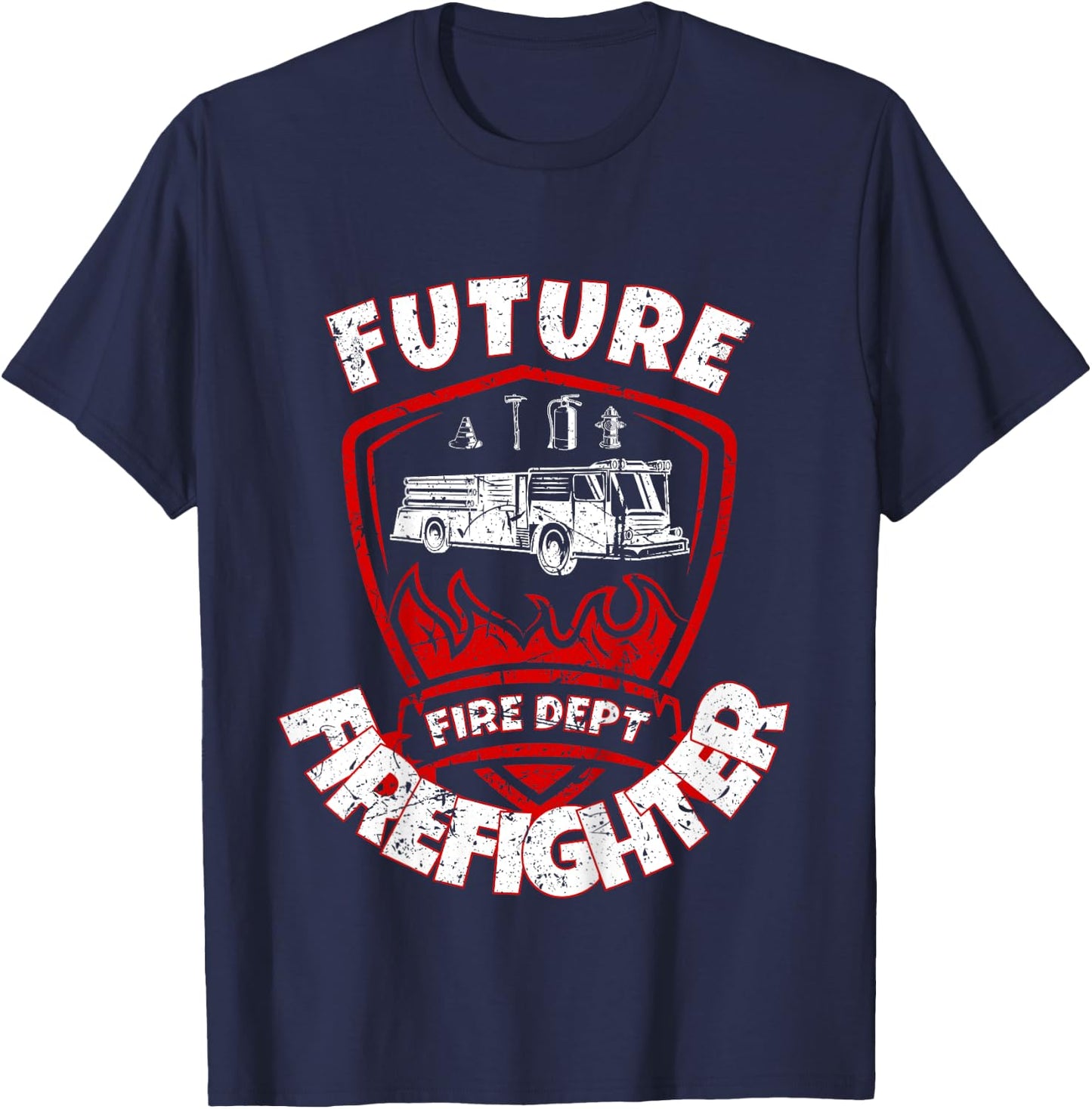 Future Firefighter Cute Kids Firetruck Fireman T-Shirt - T-Shirt | Navy