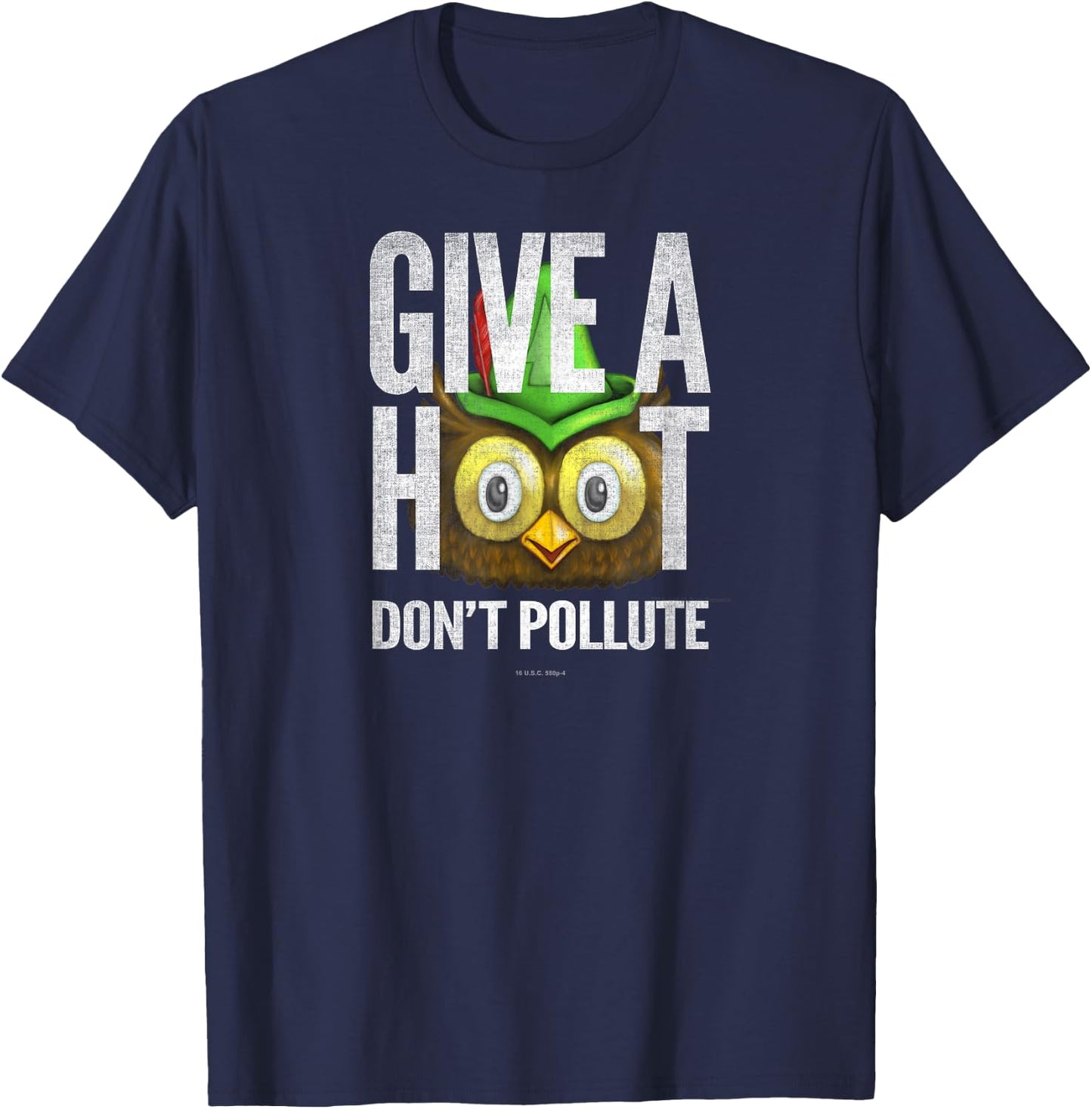 Woodsy Owl Give a Hoot Don't Pollute Distressed Vintage T-Shirt - T-Shirt | Navy