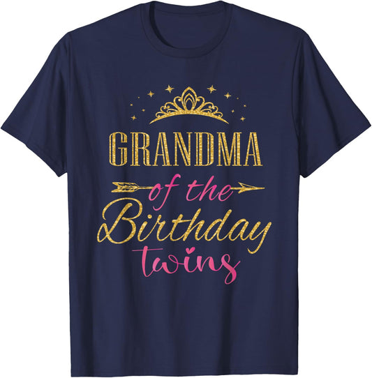 Grandma Of The Birthday Twins Kids Party T-Shirt - T-Shirt | Navy