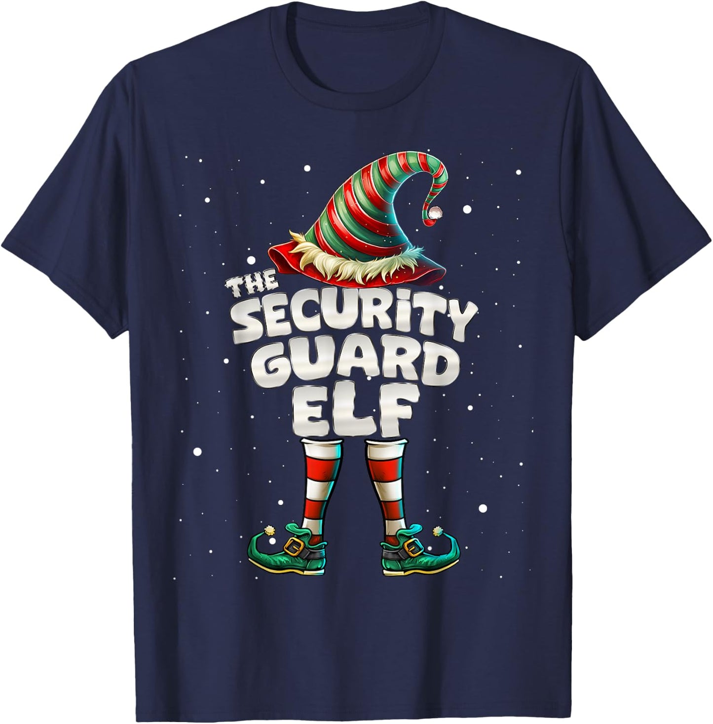 The Security Guard Elf Family Matching Group Christmas T-Shirt - T-Shirt | Navy